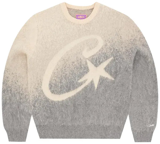Corteiz C Star Gradient Mohair Knit Sweater Grey