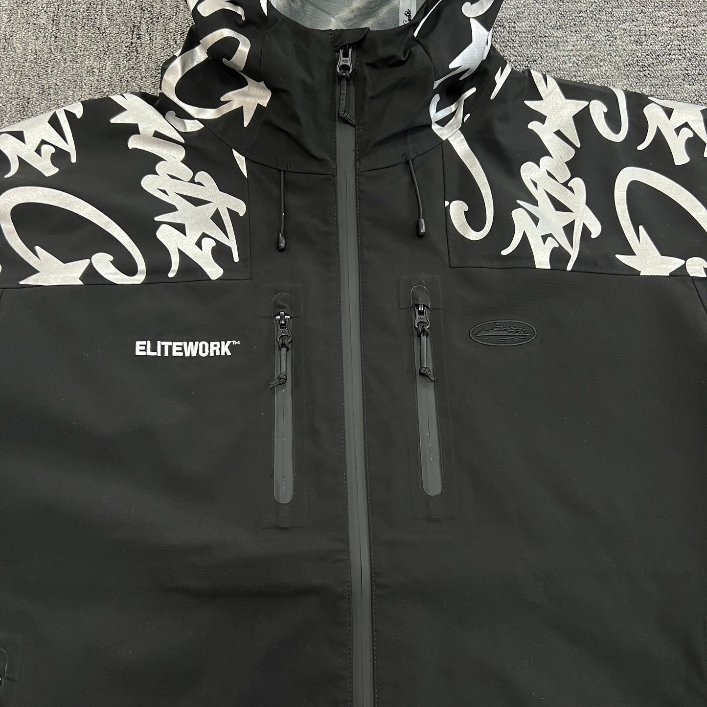 Corteiz Elitework Waterproof Shell Jacket Black