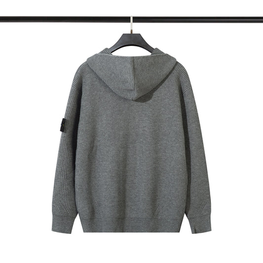 Stone Island Compass Badge Zip Hoodie Grey