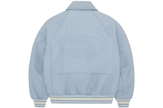 Corteiz Da Skydive Leather Jacket Blue