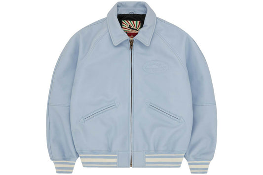 Corteiz Da Skydive Leather Jacket Blue