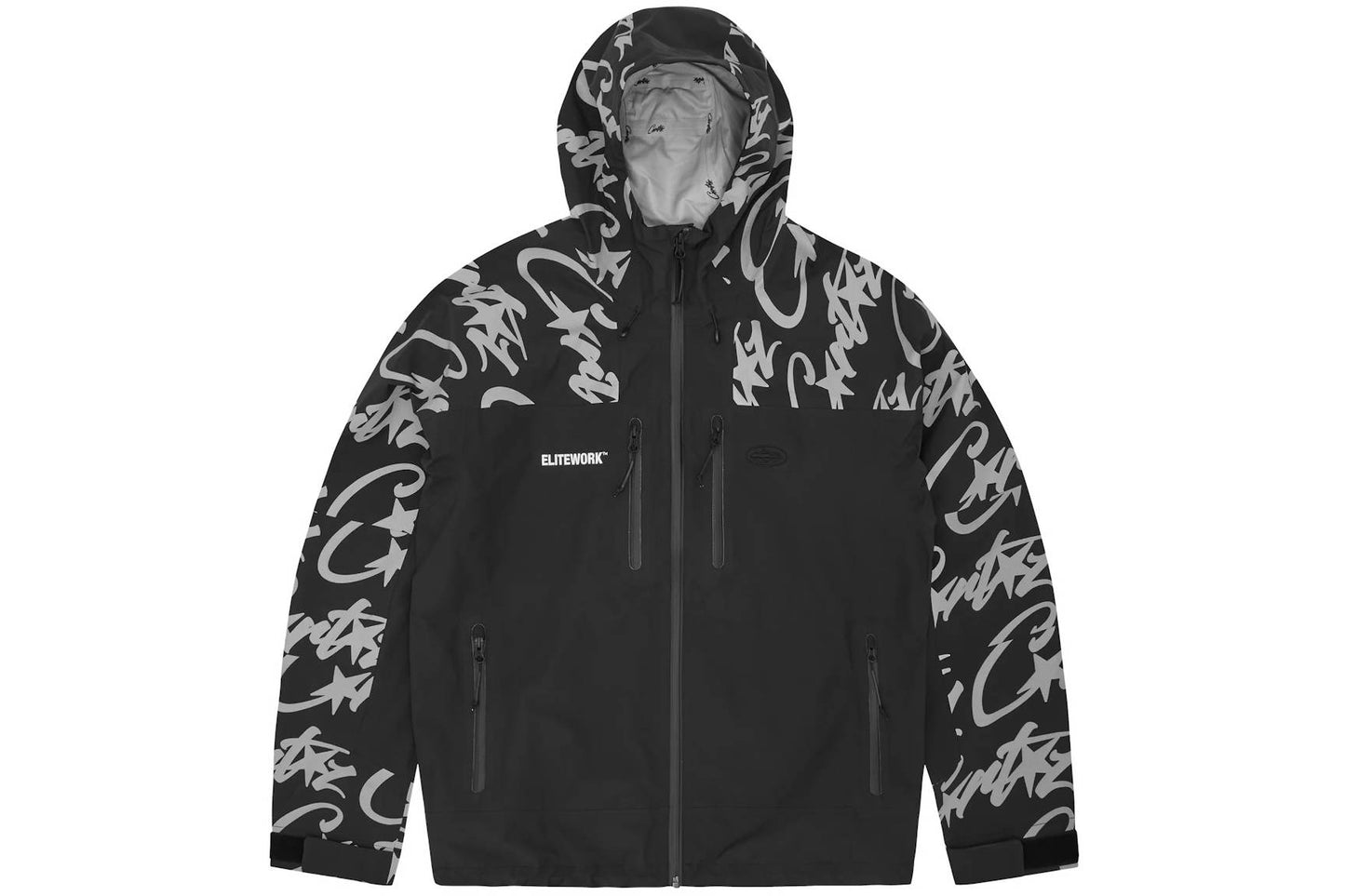 Corteiz Elitework Waterproof Shell Jacket Black