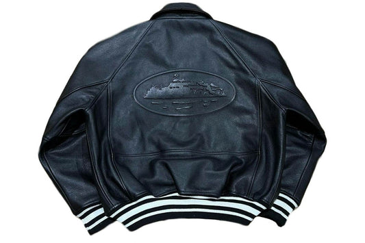 Corteiz Da Skydive Leather Jacket Black