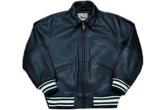 Corteiz Da Skydive Leather Jacket Black