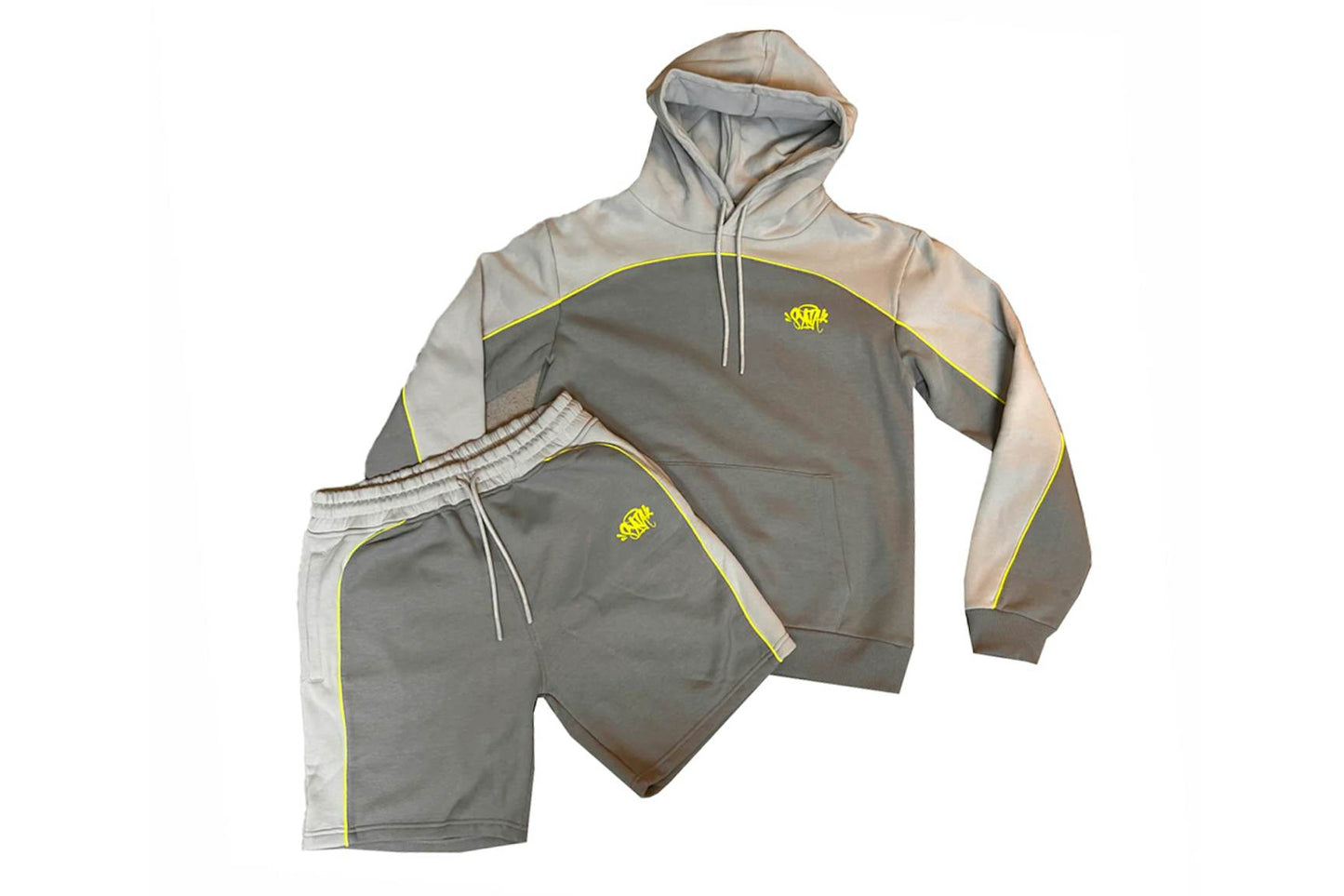 Syna World Pipe Hoodie & Short Set Grey/Yellow