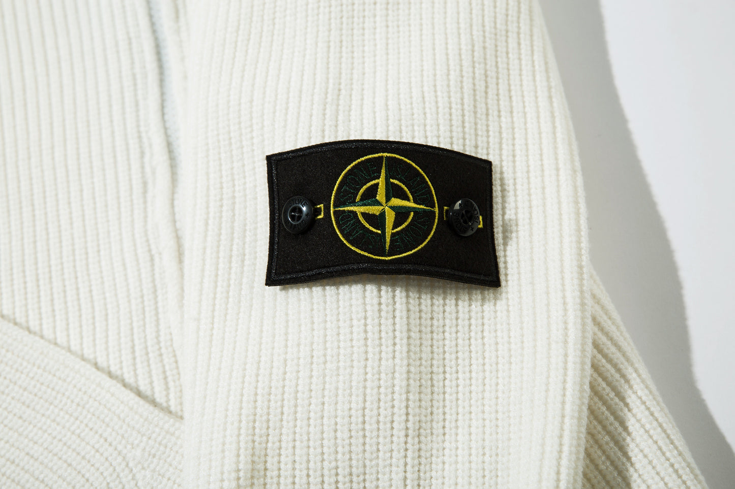 Stone Island Compass Badge Zip Hoodie White