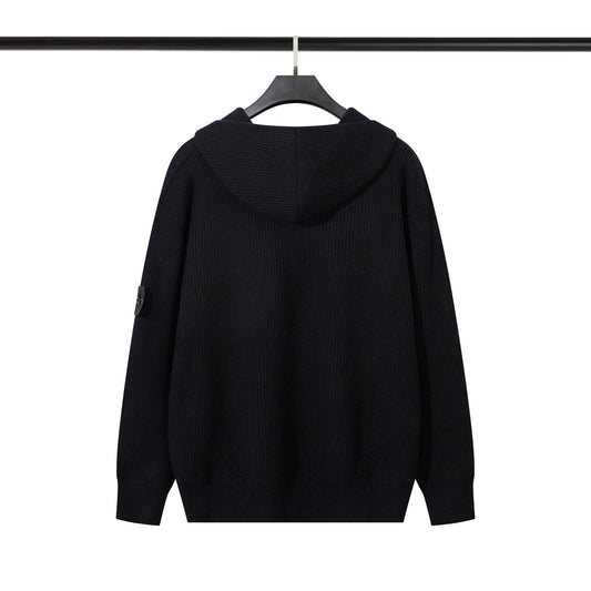 Stone Island Compass Badge Zip Hoodie Black