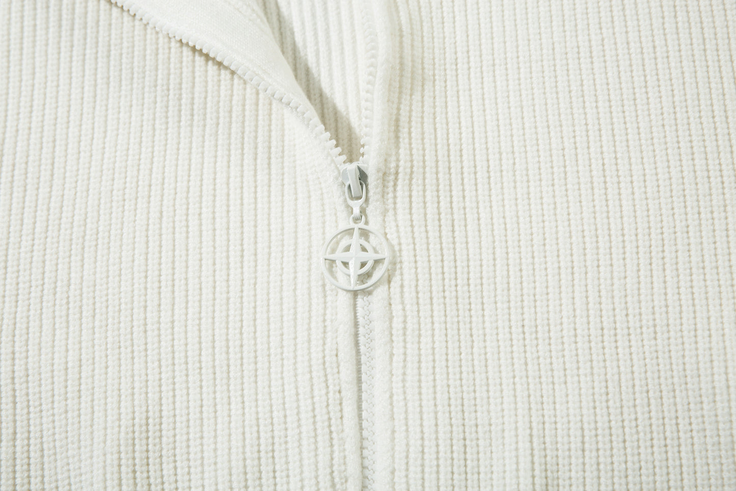Stone Island Compass Badge Zip Hoodie White