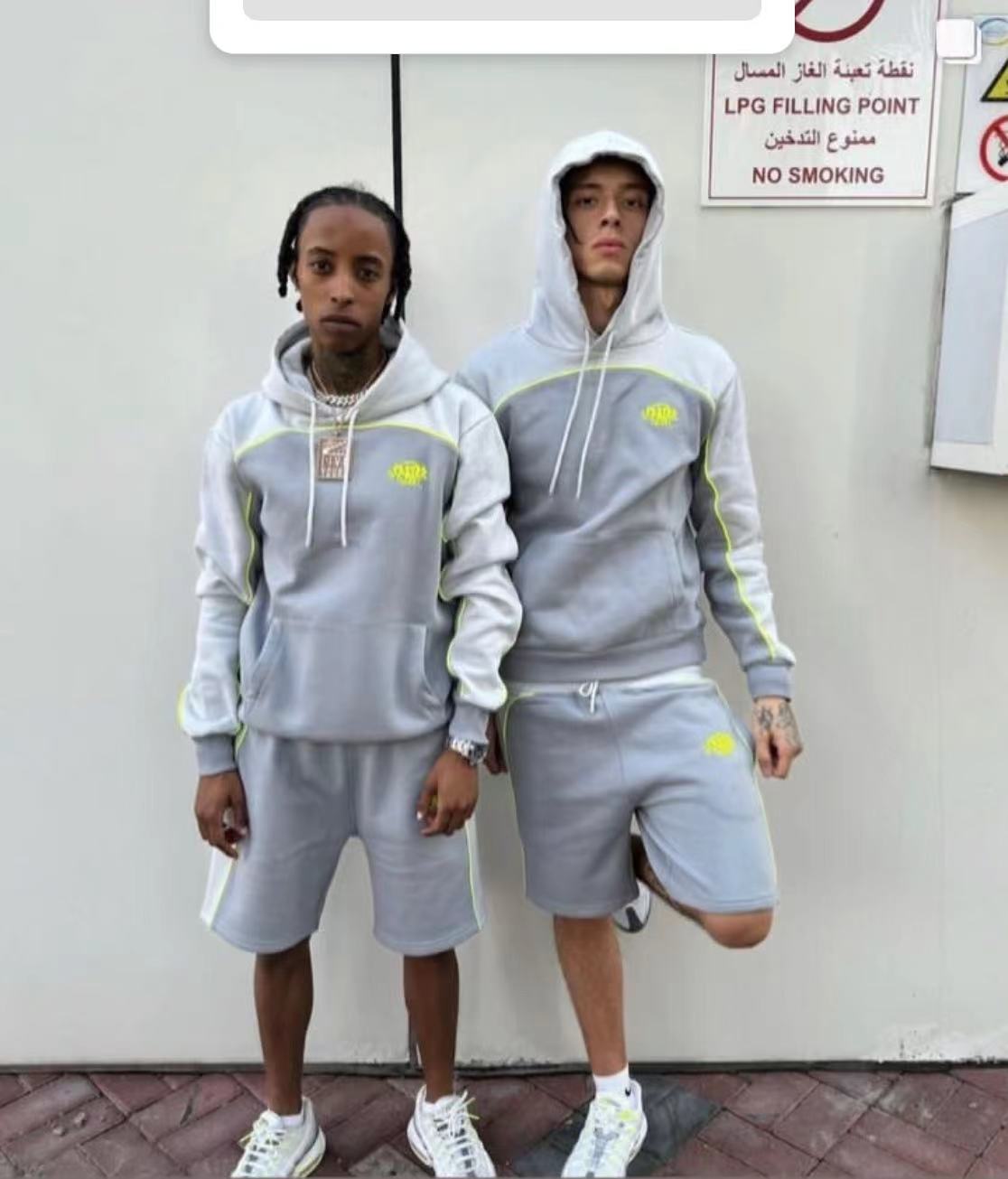 Syna World Pipe Hoodie & Short Set Grey/Yellow