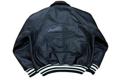 Corteiz Da Skydive Leather Jacket Black