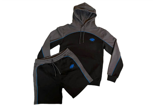 Syna World Pipe Hoodie & Short Set Black/Grey/Blue