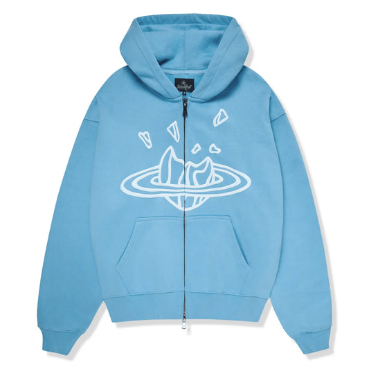 Broken Planet Outer Space Zip-Up Hoodie Light Blue