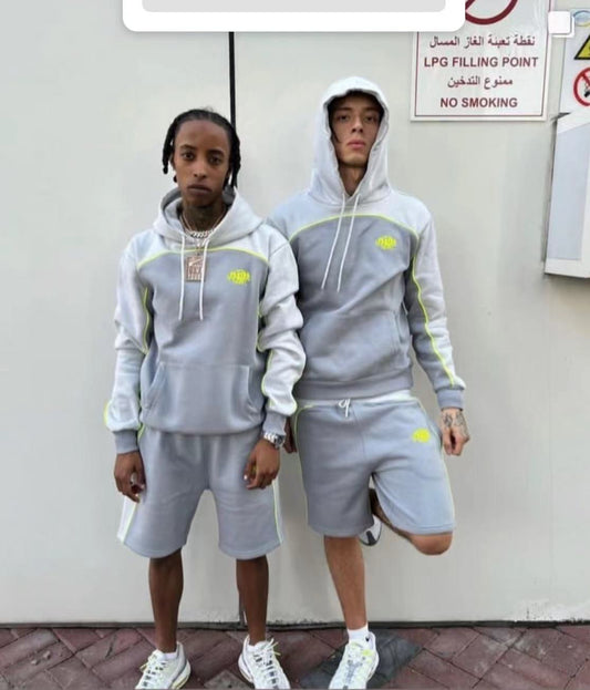 Syna World Pipe Hoodie & Short Set Grey/Yellow