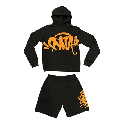 Syna World Short + Hoodie Set Black/Orange